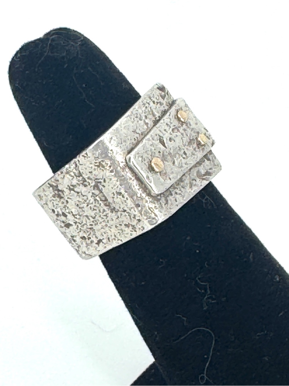 Vintage Sterling Silver Textured Modernist Square Ring